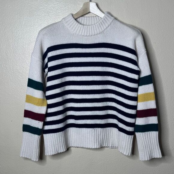 La Ligne Sweater Women's XS Wool Cashmere Striped Mock Neck Wool Oversized - Picture 4 of 10